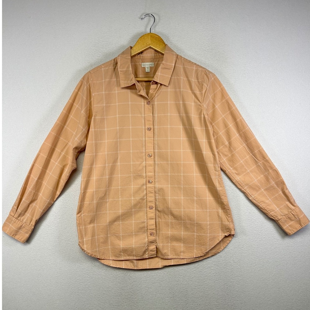 Coastal Garnet Hill Women 4 Windowpane Organic Pima Cotton Button Down Shirt